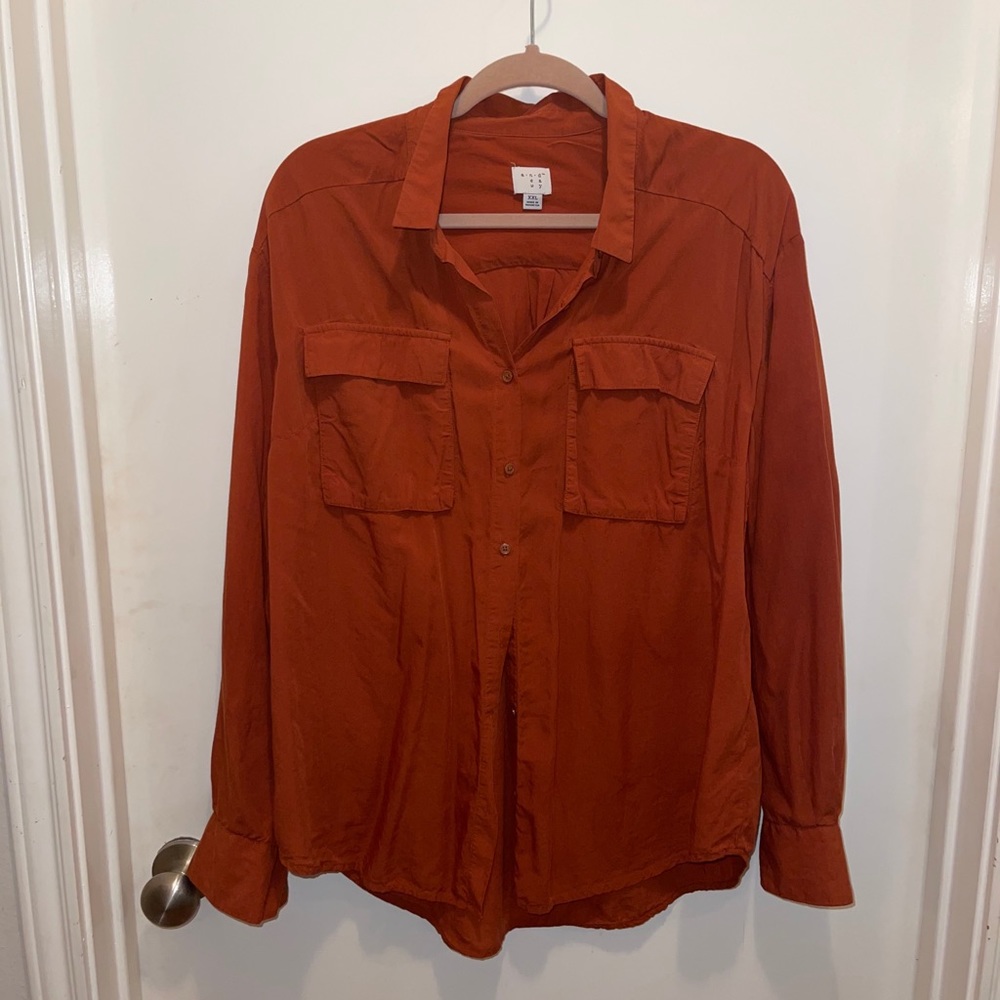 Burnt Orange Button Down Blouse